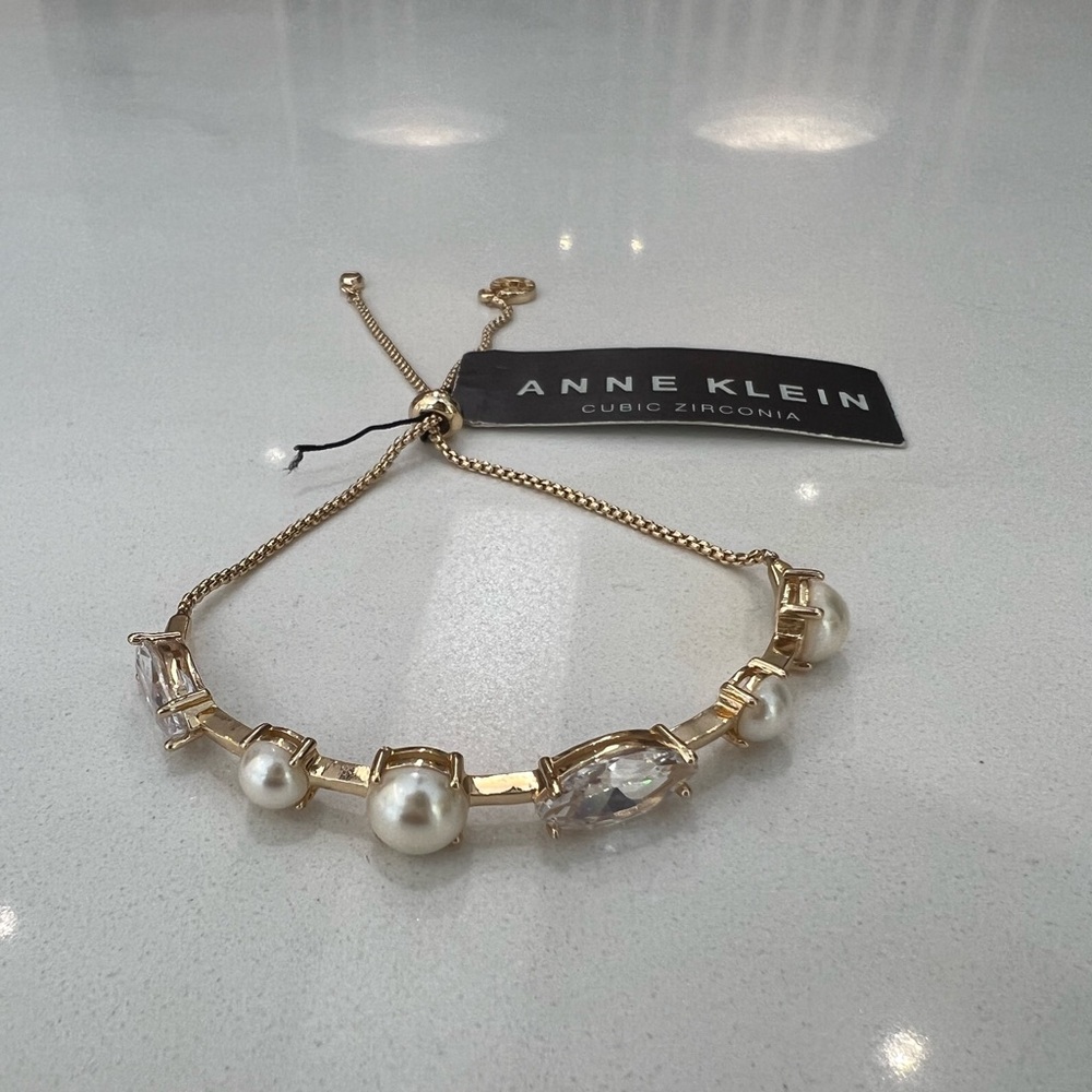 Anne Klein Gold Bracelet with Pearls, NWT, Retail $32